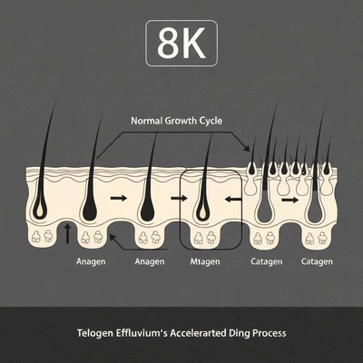 Scientific diagram of hair follicle cycle in Telogen Effluvium