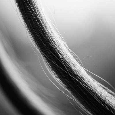 Close-up of a person's hand holding a hair strand, symbolizing hair loss or gain.